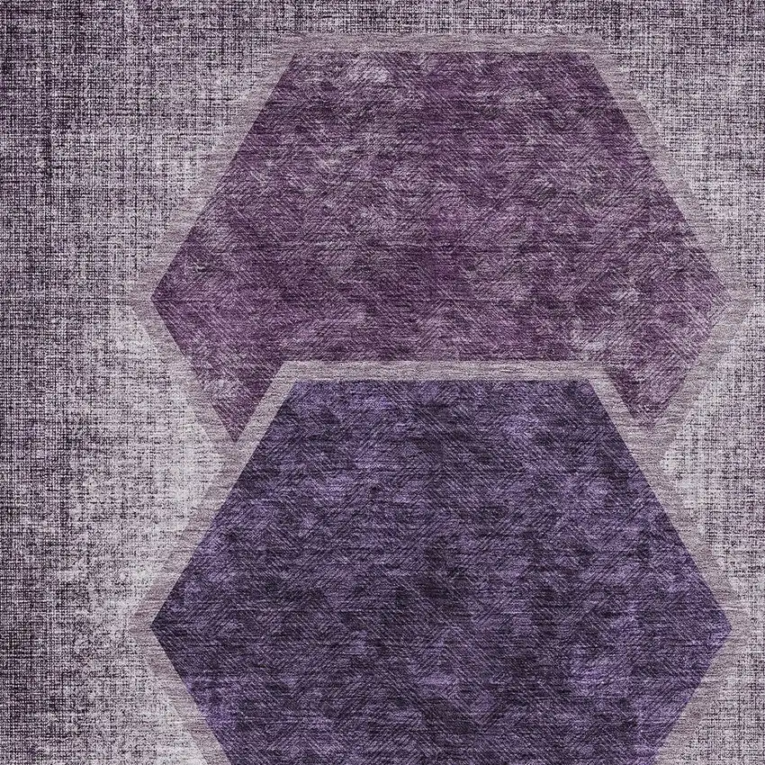 Eggplant Purple And Lavender Geometric Washable Indoor Outdoor Area Rug Photo 6