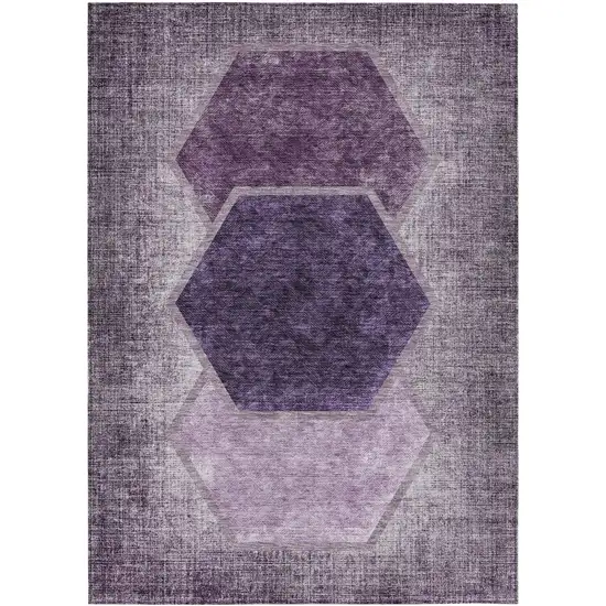 Eggplant Purple And Lavender Geometric Washable Indoor Outdoor Area Rug Photo 2