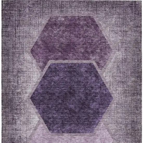 Eggplant Purple And Lavender Geometric Washable Indoor Outdoor Area Rug Photo 7