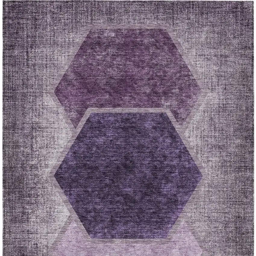 Eggplant Purple And Lavender Geometric Washable Indoor Outdoor Area Rug Photo 7
