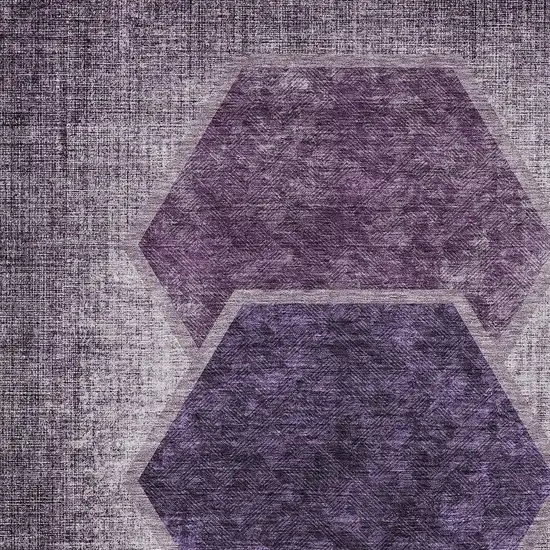 Eggplant Purple And Lavender Geometric Washable Indoor Outdoor Area Rug Photo 6