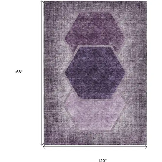 Eggplant Purple And Lavender Geometric Washable Indoor Outdoor Area Rug Photo 3