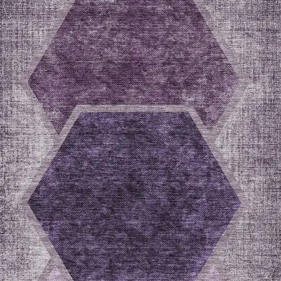Eggplant Purple And Lavender Geometric Washable Indoor Outdoor Area Rug Photo 6