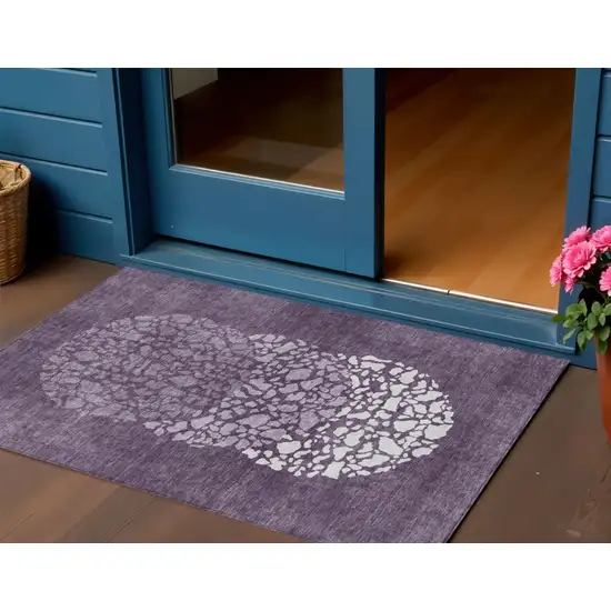 Eggplant Purple And Lilac Abstract Washable Indoor Outdoor Area Rug Photo 1