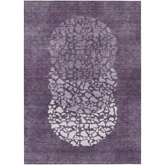 Eggplant Purple And Lilac Abstract Washable Indoor Outdoor Area Rug Photo 2