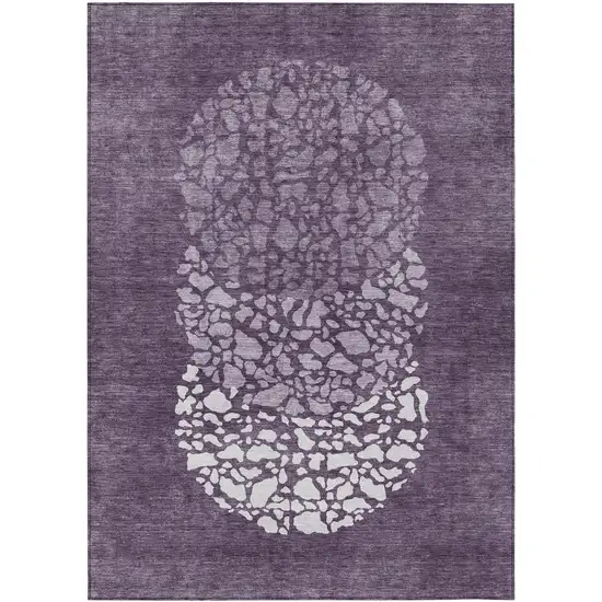 Eggplant Purple And Lilac Abstract Washable Indoor Outdoor Area Rug Photo 2