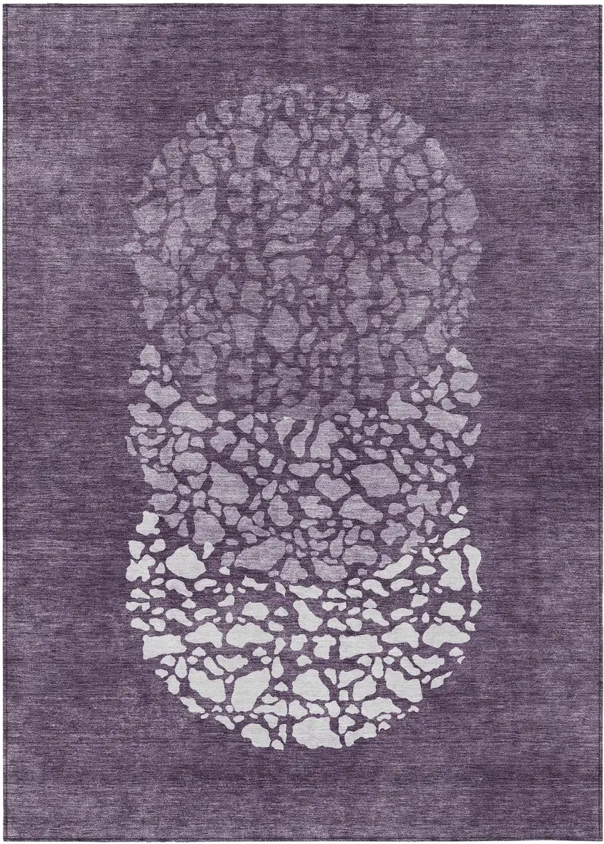 Eggplant Purple And Lilac Abstract Washable Indoor Outdoor Area Rug Photo 2