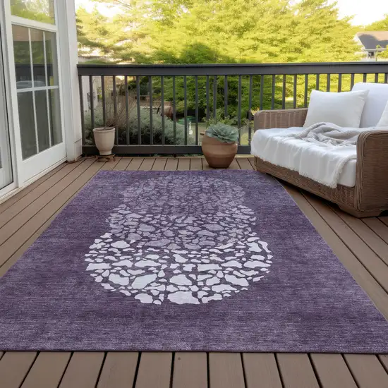 Eggplant Purple And Lilac Abstract Washable Indoor Outdoor Area Rug Photo 8