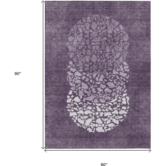 Eggplant Purple And Lilac Abstract Washable Indoor Outdoor Area Rug Photo 3