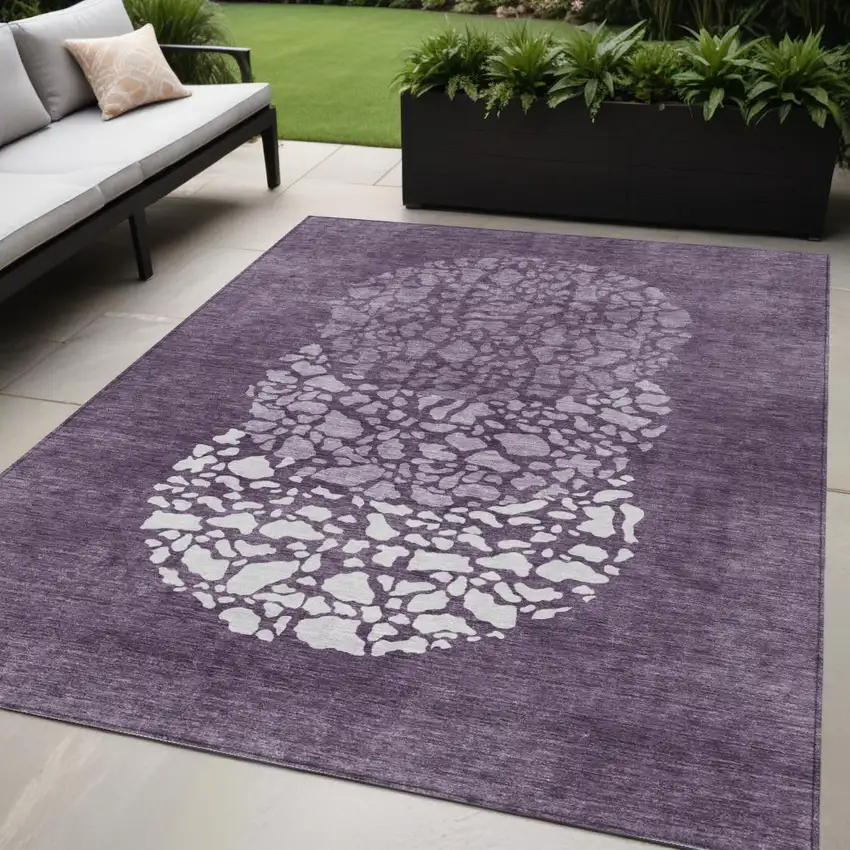 Eggplant Purple And Lilac Abstract Washable Indoor Outdoor Area Rug Photo 1