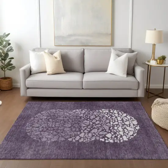 Eggplant Purple And Lilac Abstract Washable Indoor Outdoor Area Rug Photo 9