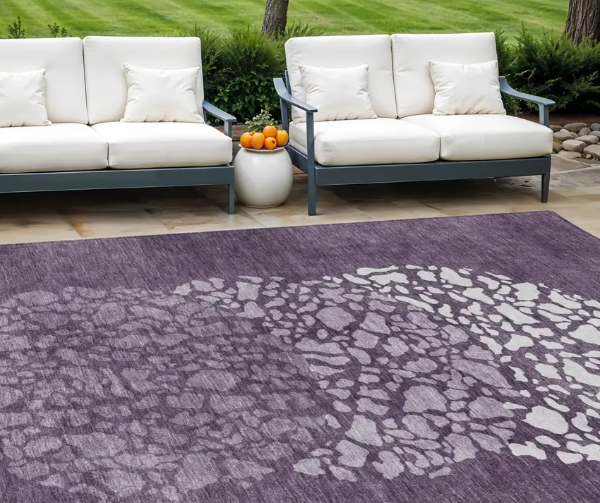 Eggplant Purple And Lilac Abstract Washable Indoor Outdoor Area Rug Photo 1