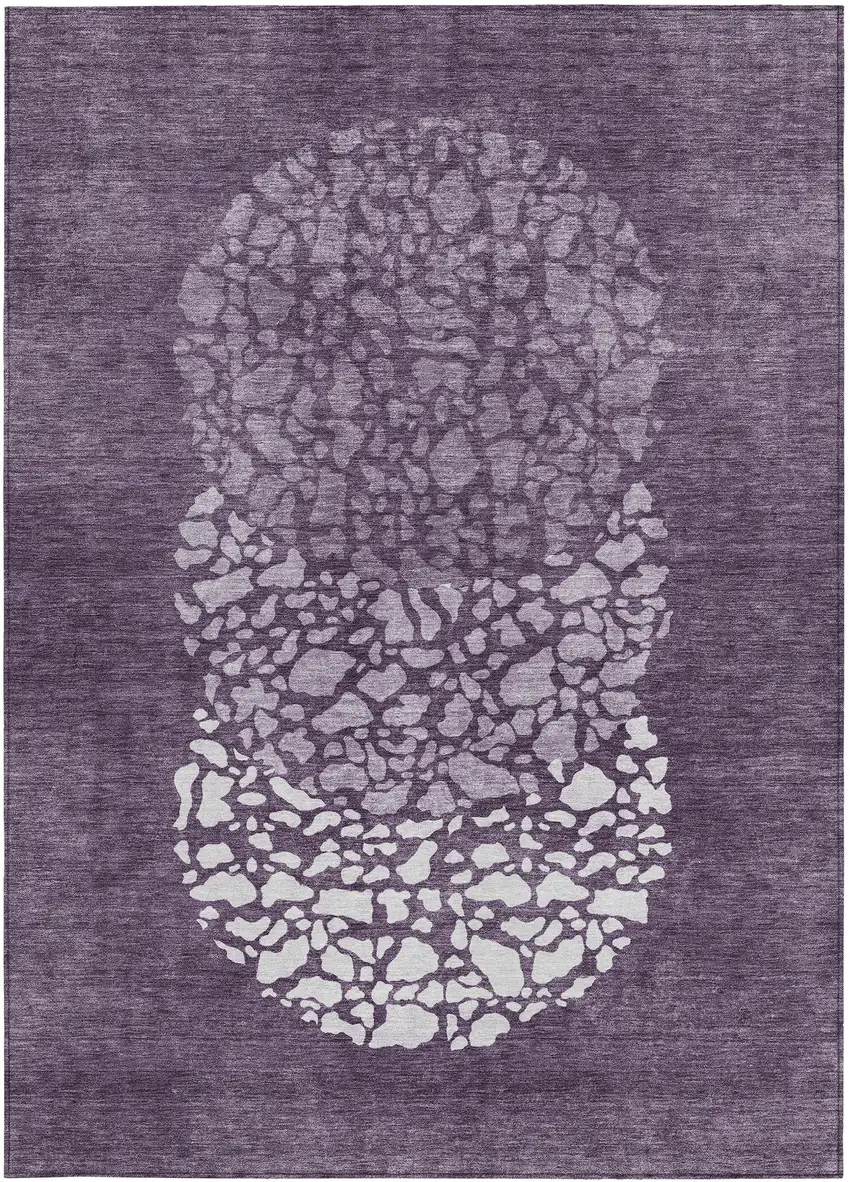 Eggplant Purple And Lilac Abstract Washable Indoor Outdoor Area Rug Photo 7