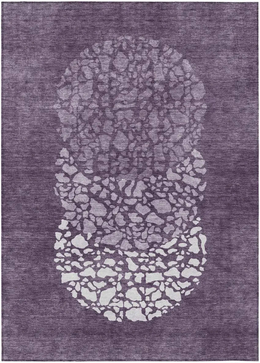 Eggplant Purple And Lilac Abstract Washable Indoor Outdoor Area Rug Photo 2