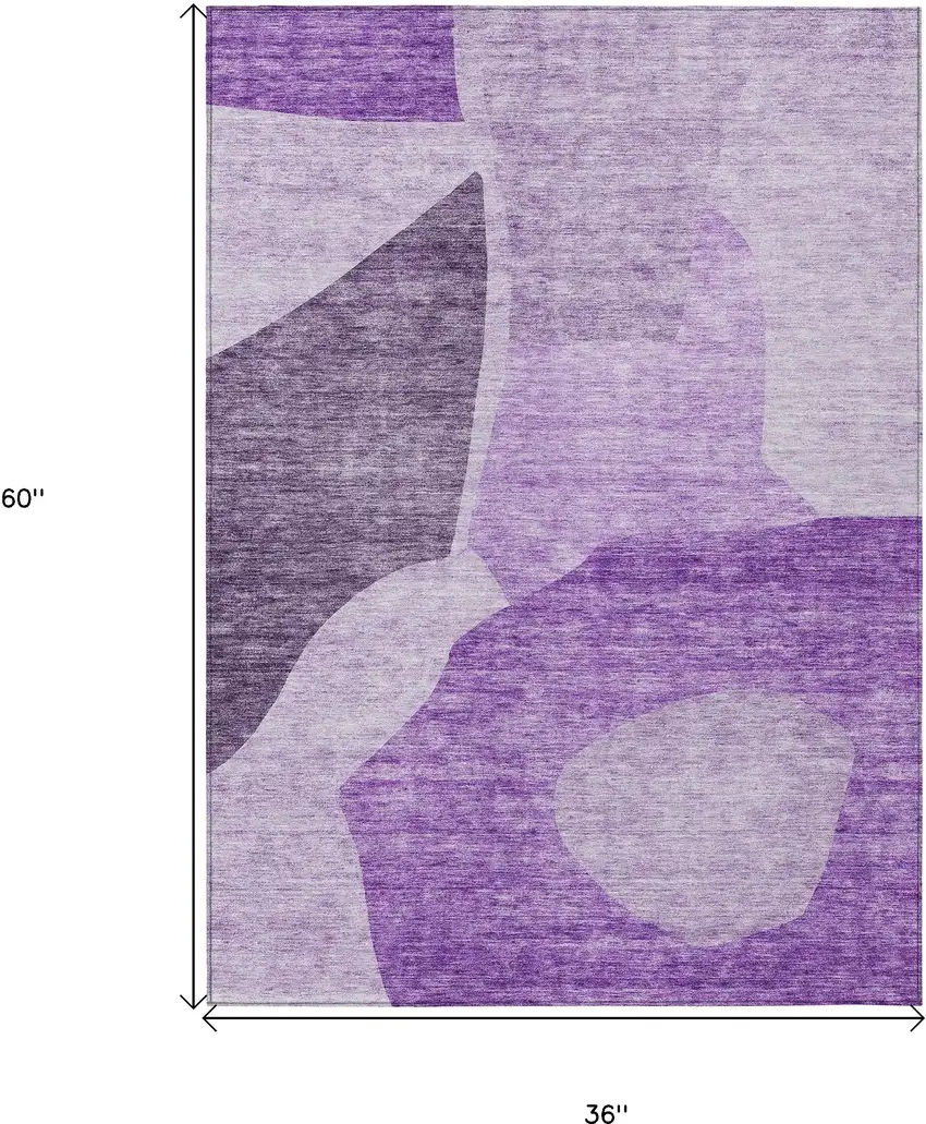 Eggplant Purple And Lilac Abstract Washable Indoor Outdoor Area Rug Photo 3