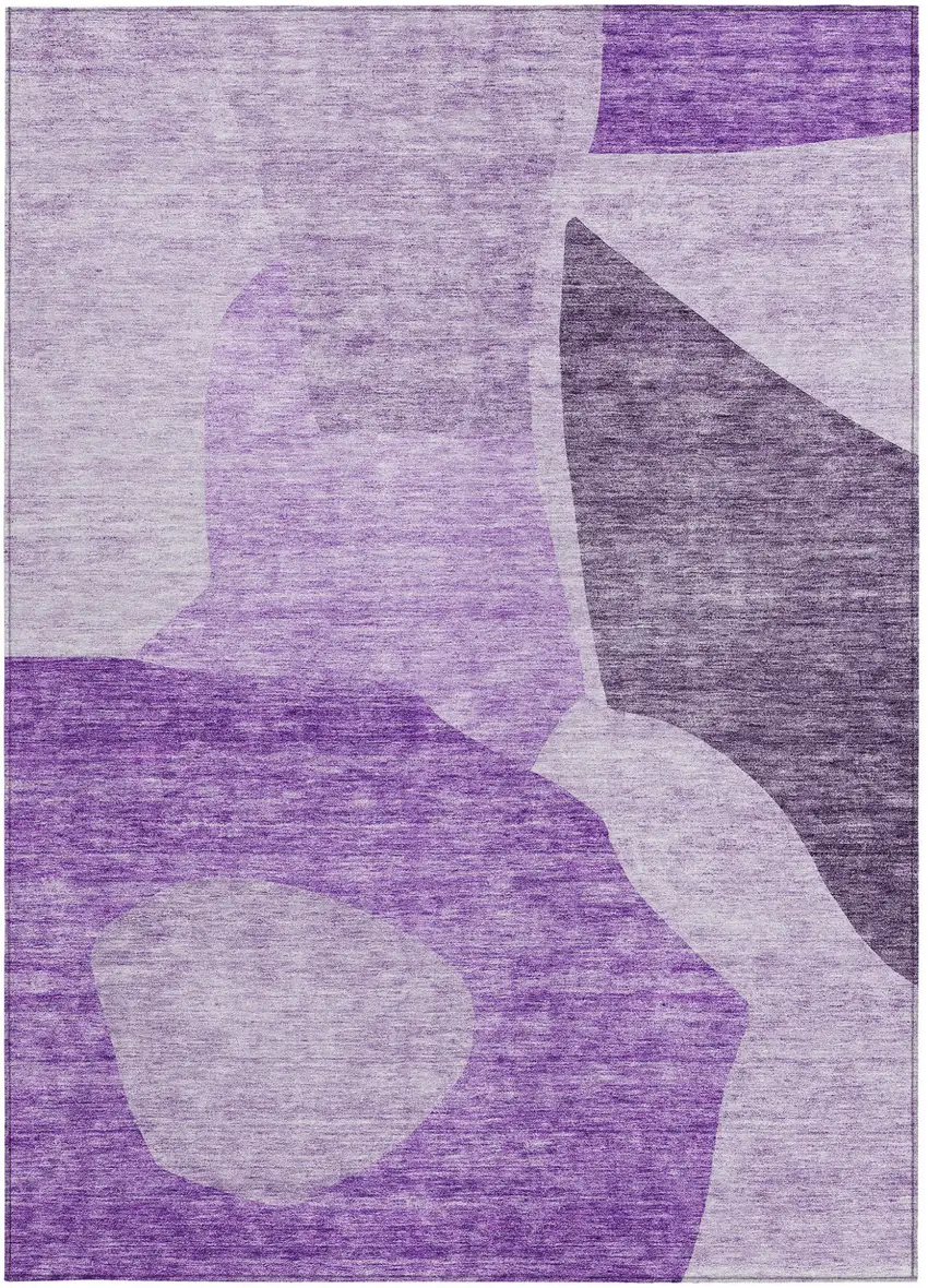 Eggplant Purple And Lilac Abstract Washable Indoor Outdoor Area Rug Photo 5