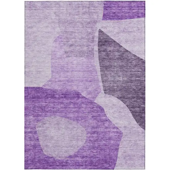 Eggplant Purple And Lilac Abstract Washable Indoor Outdoor Area Rug Photo 5
