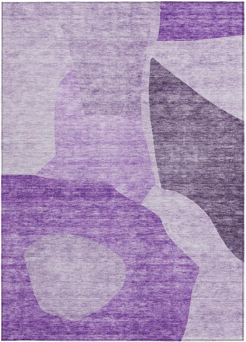 Eggplant Purple And Lilac Abstract Washable Indoor Outdoor Area Rug Photo 5