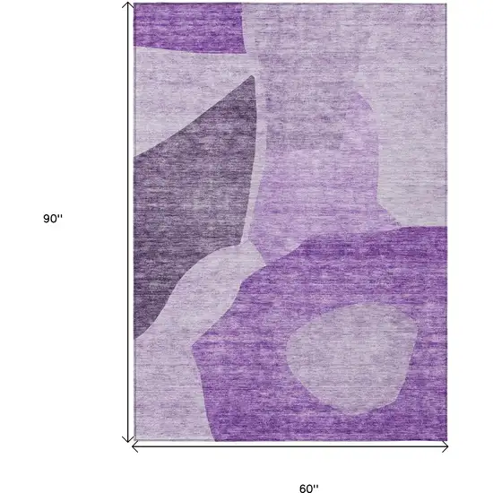 Eggplant Purple And Lilac Abstract Washable Indoor Outdoor Area Rug Photo 3
