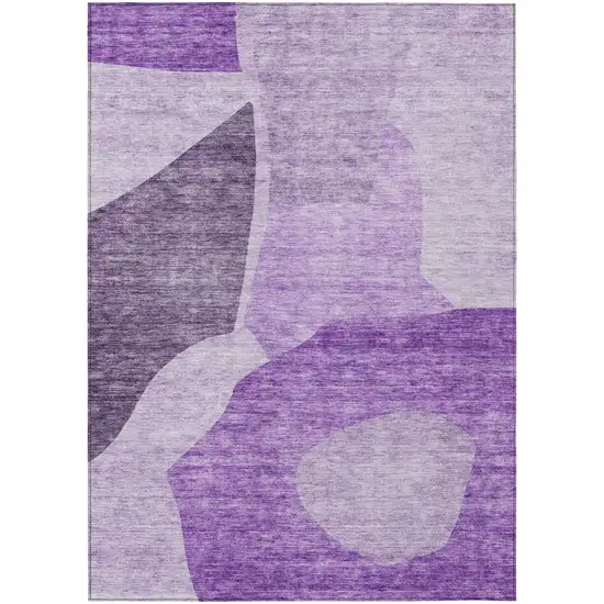 Eggplant Purple And Lilac Abstract Washable Indoor Outdoor Area Rug Photo 2