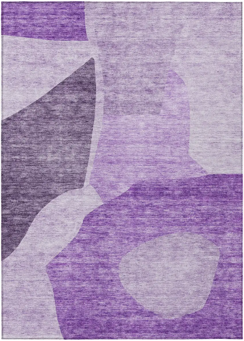 Eggplant Purple And Lilac Abstract Washable Indoor Outdoor Area Rug Photo 2