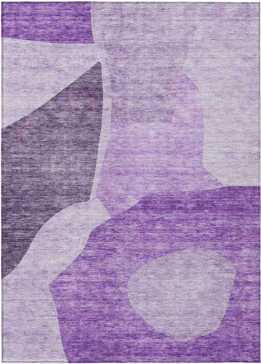 Eggplant Purple And Lilac Abstract Washable Indoor Outdoor Area Rug Photo 2