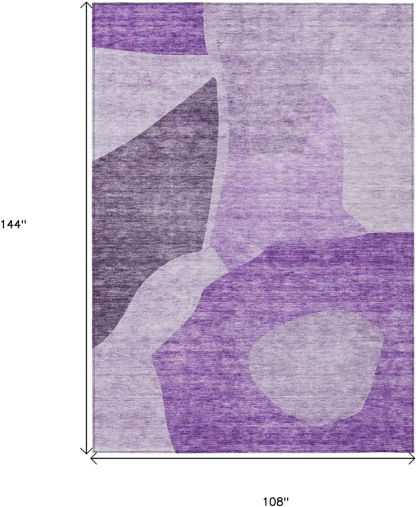 Eggplant Purple And Lilac Abstract Washable Indoor Outdoor Area Rug Photo 3