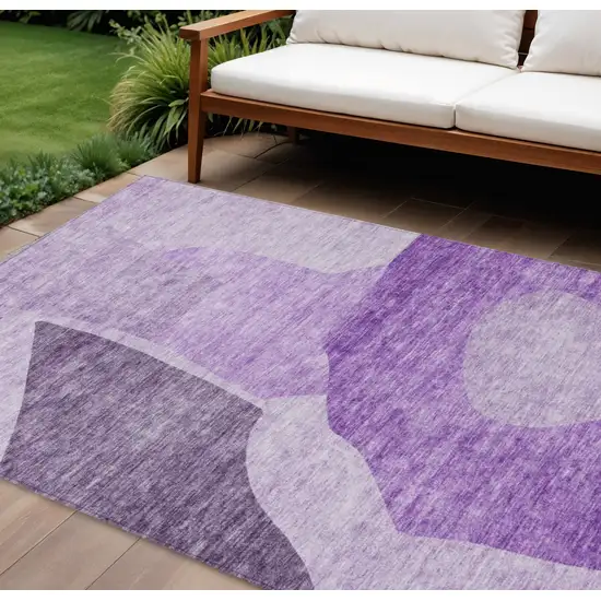 Eggplant Purple And Lilac Abstract Washable Indoor Outdoor Area Rug Photo 1