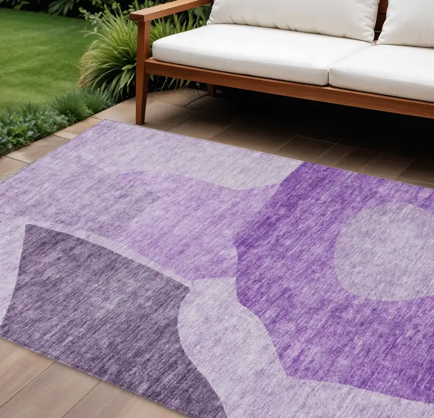 Eggplant Purple And Lilac Abstract Washable Indoor Outdoor Area Rug Photo 1