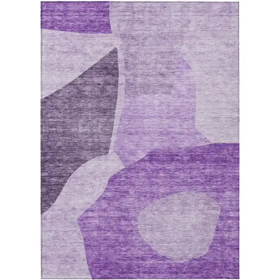Eggplant Purple And Lilac Abstract Washable Indoor Outdoor Area Rug Photo 2