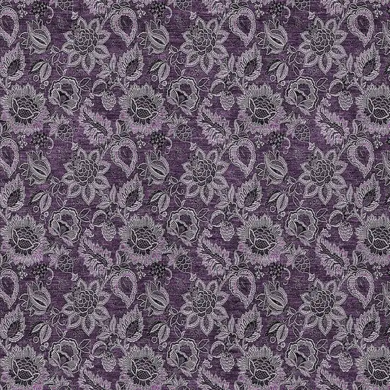 Eggplant Purple And Lilac Floral Washable Indoor Outdoor Area Rug Photo 6