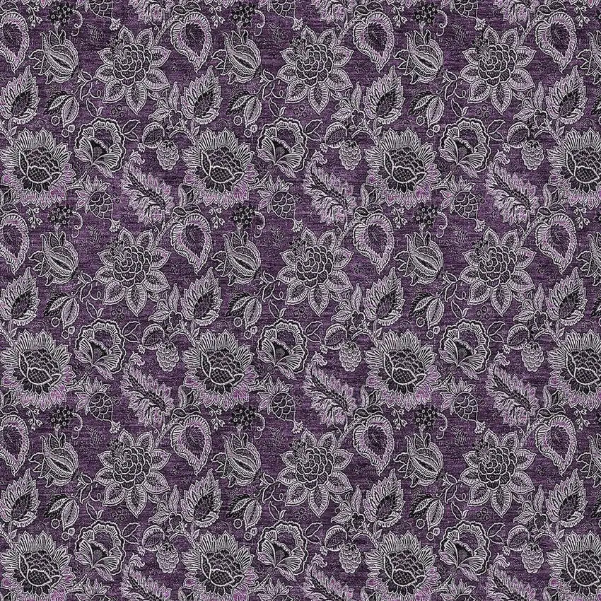 Eggplant Purple And Lilac Floral Washable Indoor Outdoor Area Rug Photo 6