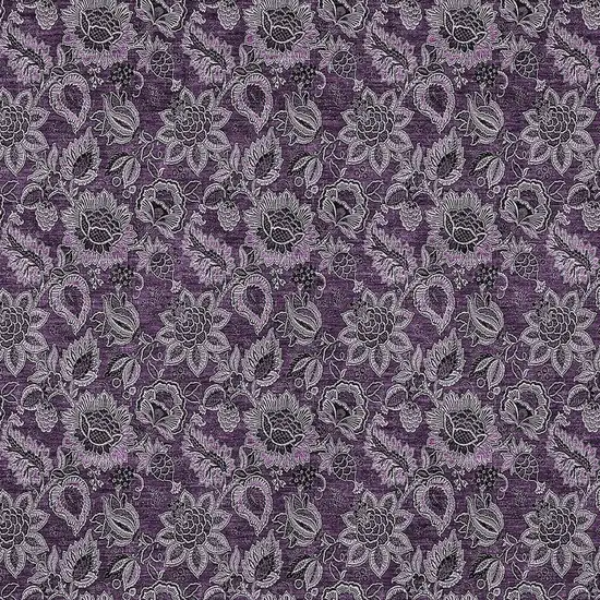 Eggplant Purple And Lilac Floral Washable Indoor Outdoor Area Rug Photo 6