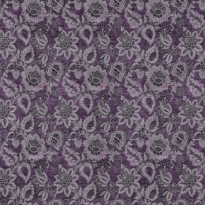 Eggplant Purple And Lilac Floral Washable Indoor Outdoor Area Rug Photo 6