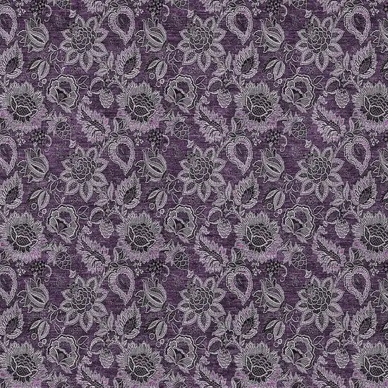 Eggplant Purple And Lilac Floral Washable Indoor Outdoor Area Rug Photo 6