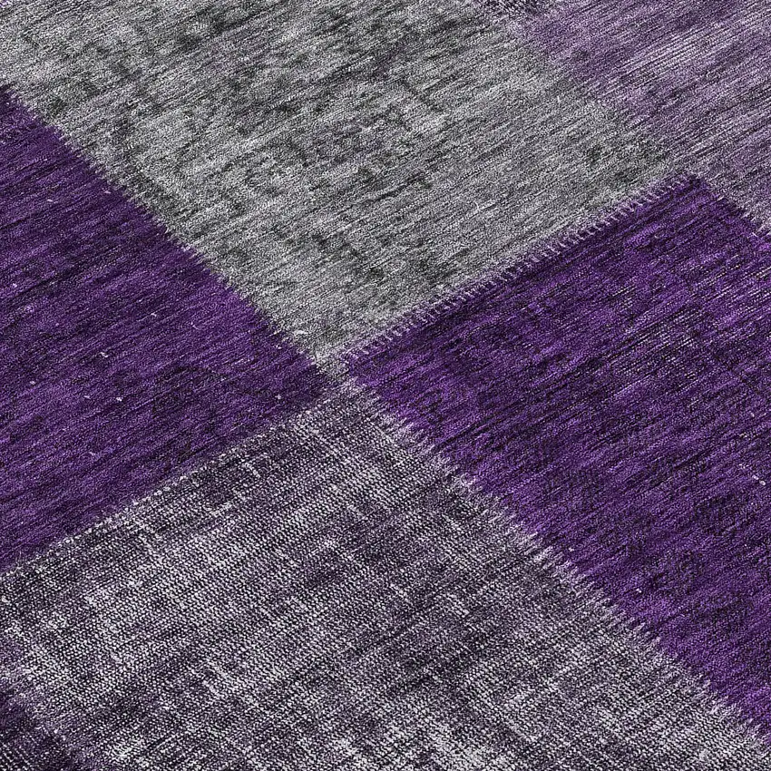 Eggplant Purple And Lilac Patchwork Washable Indoor Outdoor Area Rug Photo 9