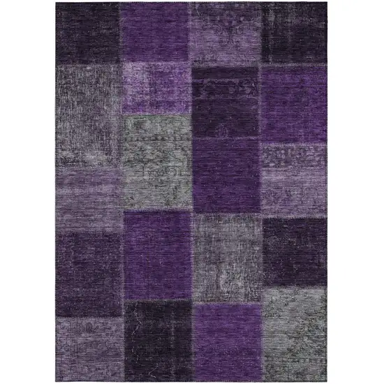Eggplant Purple And Lilac Patchwork Washable Indoor Outdoor Area Rug Photo 6