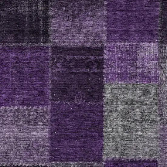 Eggplant Purple And Lilac Patchwork Washable Indoor Outdoor Area Rug Photo 5