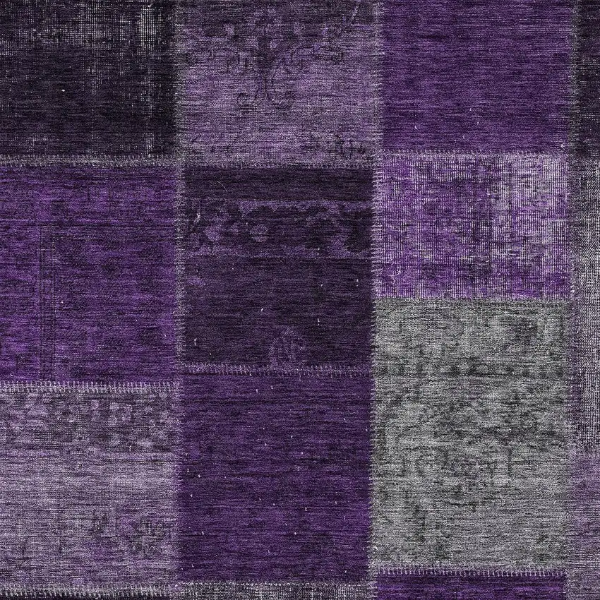 Eggplant Purple And Lilac Patchwork Washable Indoor Outdoor Area Rug Photo 5