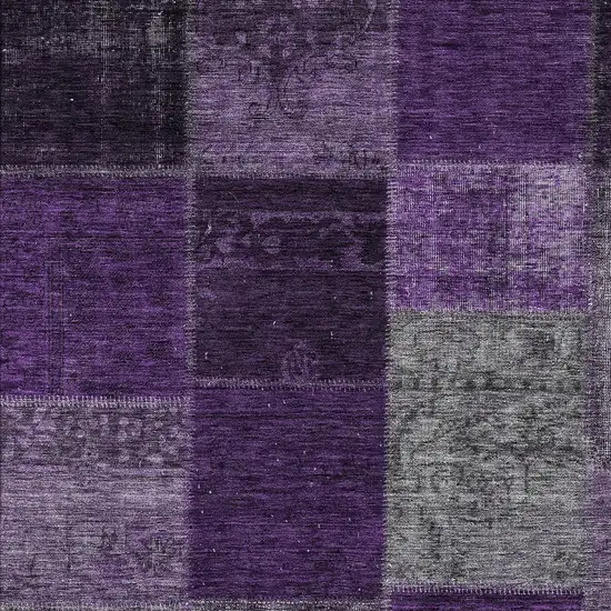 Eggplant Purple And Lilac Patchwork Washable Indoor Outdoor Area Rug Photo 4