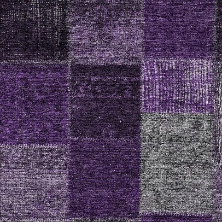Eggplant Purple And Lilac Patchwork Washable Indoor Outdoor Area Rug Photo 4