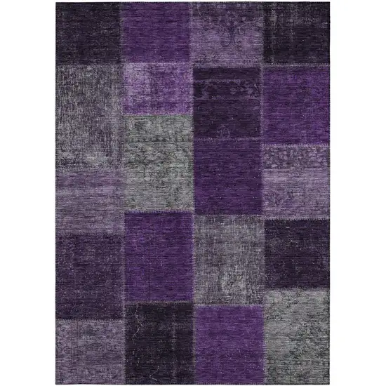 Eggplant Purple And Lilac Patchwork Washable Indoor Outdoor Area Rug Photo 6
