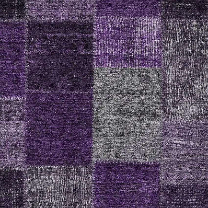 Eggplant Purple And Lilac Patchwork Washable Indoor Outdoor Area Rug Photo 5