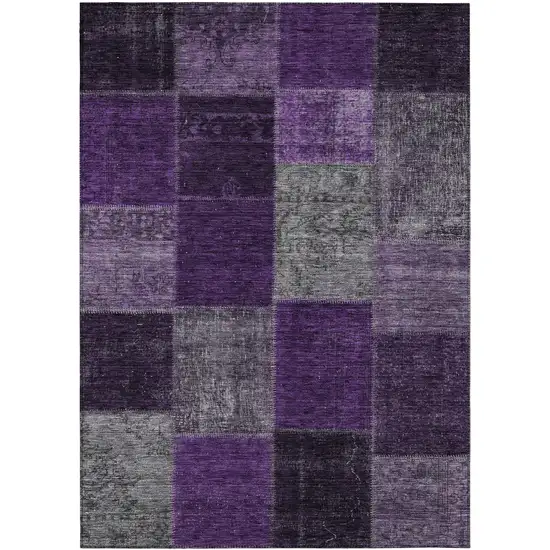 Eggplant Purple And Lilac Patchwork Washable Indoor Outdoor Area Rug Photo 2