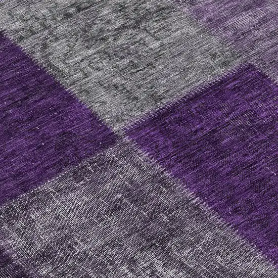 Eggplant Purple And Lilac Patchwork Washable Indoor Outdoor Area Rug Photo 7