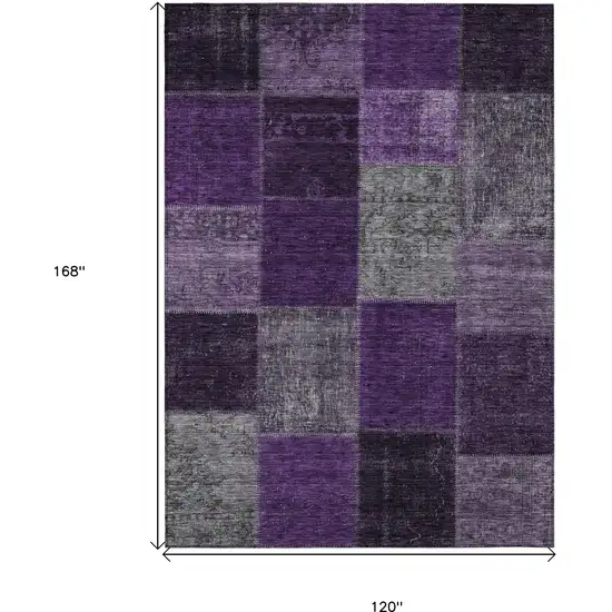 Eggplant Purple And Lilac Patchwork Washable Indoor Outdoor Area Rug Photo 3