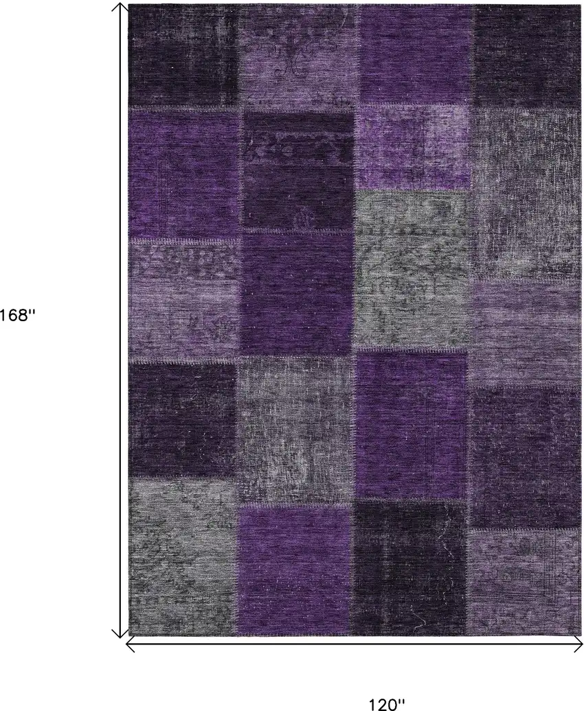 Eggplant Purple And Lilac Patchwork Washable Indoor Outdoor Area Rug Photo 3