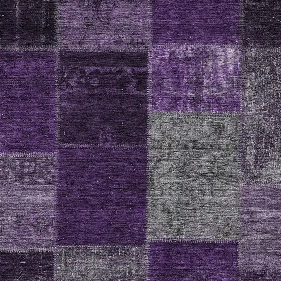 Eggplant Purple And Lilac Patchwork Washable Indoor Outdoor Area Rug Photo 6