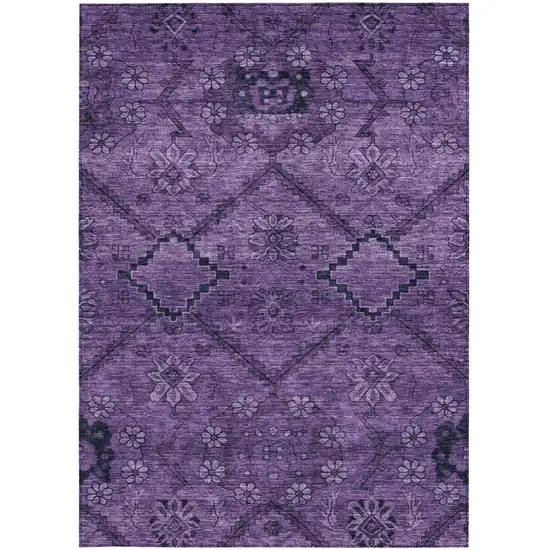 Eggplant Purple And Plum Floral Washable Indoor Outdoor Area Rug Photo 6