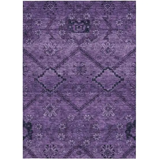 Eggplant Purple And Plum Floral Washable Indoor Outdoor Area Rug Photo 6